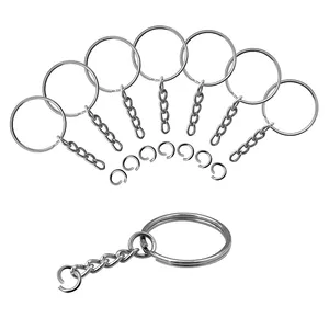 钥匙链工厂批发25毫米金属开口钥匙环带链条礼品钥匙扣配件