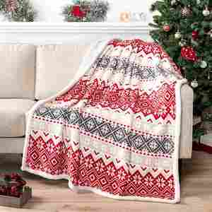 Premium Christmas Sherpa Throw <b>Blanket</b> | Christmas Decoration, Fleece, Plush, Warm, Cozy Reversible Microfiber Holiday <b>Blanket</b> - Product Image 3