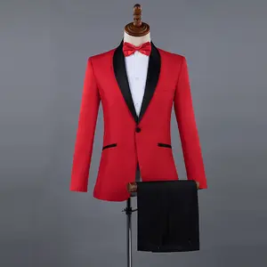 Eleganter 2-teiliger Anzug Smoking Rosa Herren kostüme New Fashion Host Emcee Kleid Performance Anzug SuMen's Suits