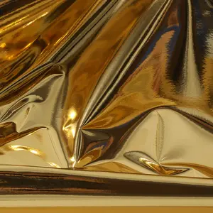 Grosir Foil kulit cermin Glossy emas perak kulit PU kain metalik untuk perabotan Sofa kain lap