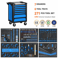 Armoires à outils robustes avec roulettes, kits d'outils 271 pièces, chariot de rangement à 7 tiroirs, armoire à outils de garage en mousse EVA avec outils
