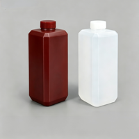Bouteille carrée en plastique pour réactifs, flacon en plastique pour liquides, pilules, conteneur d'échantillons de laboratoire avec bouchon à vis