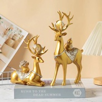 Ensemble de statues de cerfs en résine dorée de luxe, sculpture moderne pour la décoration de la maison, salon, chambre, bureau et mariage