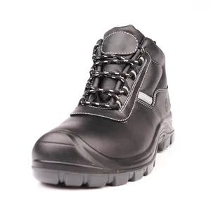 Botas de segurança estilo clássico, sapatos de segurança industrial com fio de couro