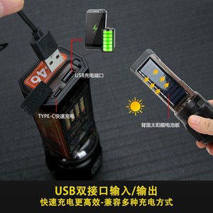 ไฟฉาย LED มัลติฟังก์ชั่น 162 มม. ความยาว 52 มม. เส้นผ่านศูนย์กลางหัวไฟ ปรับซูมได้ ชาร์จไฟได้ ไฟทำงานสำหรับตั้งแคมป์กลางแจ้ง - Product Image 3