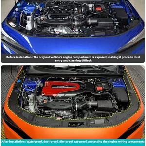 Welta pour Civic 11e génération 2022 ABS+PP Noir Panneau de capot moteur Plaque de protection avant Cache moteur Bandes décoratives - Product Image 5