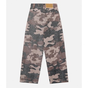 Manufacturer Custom Printing New Trending <b>Top</b> Quality Stacked Camouflaged Straight Baggy Wide Leg Cotton Subtle <b>Distressed</b> Pants - Product Image 3