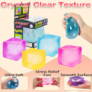 Cubo Antistress Morbido a Forma di Cubetto di Ghiaccio, Quadrato, Trasparente, in Silicone Elastico, Giocattolo Sensoriale Antistress per Ansia e Rilassamento, Ideale per Feste e Regali di Laurea - Product Image 3