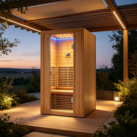 Ruang Sauna Pemanas Inframerah Luar Ruangan Modern dari Kayu, Ventilasi, Uap Kering, Villa, Ruang Sauna Kayu Cedar Merah