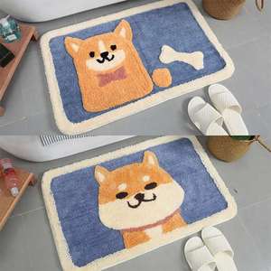 Alfombra de doble capa <span class=keywords><strong>para</strong></span> decoración del hogar, alfombrilla antideslizante absorbente <span class=keywords><strong>para</strong></span> el suelo, color amarillo, con bonito perro pequeño - Product Image 4