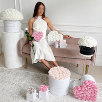 Vente en gros de boîtes à fleurs roses éternelles Real Touch Coffrets cadeaux maman pour les fleurs de la Saint-Valentin Thanksgiving, fête des mères