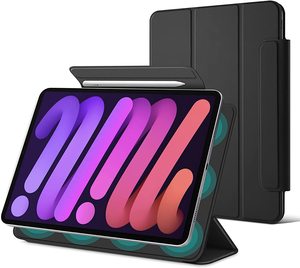 Étui universel en cuir PU magnétique pour <span class=keywords><strong>iPad</strong></span> Mini 6e/7e génération 2021/2024, fonction veille/réveil automatique et emplacement pour stylet - Product Image 1