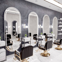Grand miroir de coiffeur moderne à simple face avec éclairage LED, armoire miroir simple pour salon de coiffure