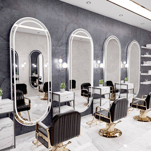 Grand miroir de coiffeur moderne à simple face avec éclairage LED, armoire miroir simple pour salon de coiffure - Product Image 2