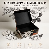 Boîte d'expédition en carton ondulé imprimée de motifs floraux de luxe, emballage personnalisé de grande taille pour l'expédition de vêtements, coffret cadeau élégant pour boutique de vêtements