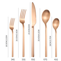 Ensemble de couverts modernes en or mat, 5 pièces, manche carré, acier inoxydable, finition satinée, pour mariage et fête