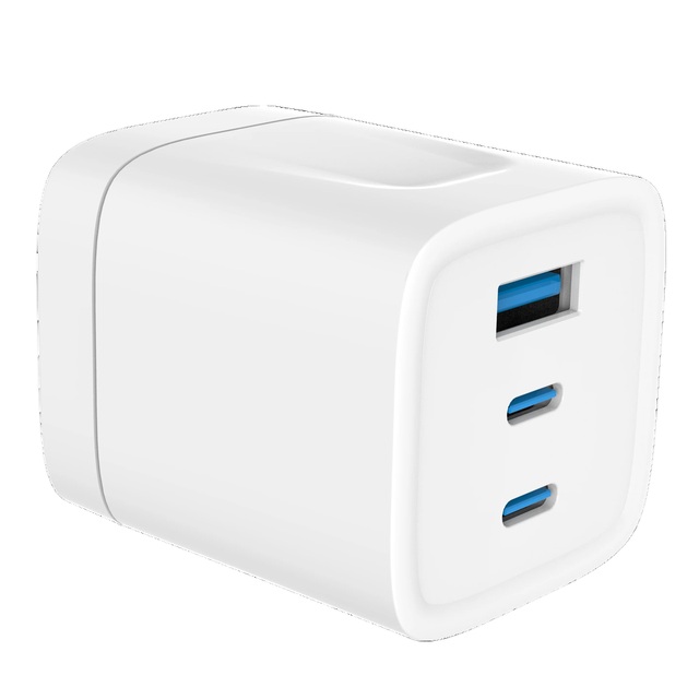 Best Selling 65W GaN 3-Port Fast Charger 2 Type-C & 1 USB Power Adapter for iPhone /Android for Ipad Laptop Switch