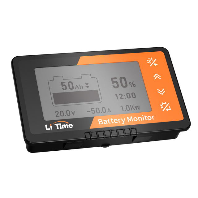 LiTime 500A Battery Monitor with Shunt for 8V-120V for RV Golf Cart Solar Panel Scooter with LCD Backlight Screen