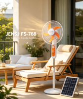 Ventilateur de refroidissement solaire rechargeable de haute qualité de 16 pouces, OEM, haute efficacité, 4 vitesses, avec panneau solaire et fonction de lumière nocturne