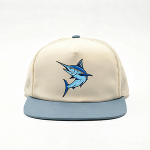 Blue Brim Trucker Sombreros 5-Panel Impresión personalizada Logo Pesca Sombrero Malla Volver Gorras de béisbol Hecho en Vietnam - Product Image 1