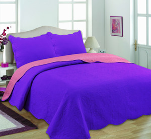 Vente en gros de couvre-lit à ultrasons réversible en microfibre de polyester couvre-lit de couleur unie - Product Image 1