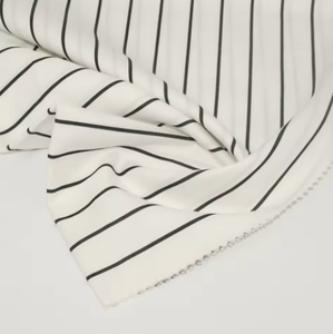 Tissu en sergé noir et blanc tissé sur mesure, popeline rayée, tissu polaire AOP pour chemise - Product Image 6