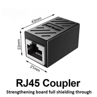 Conector RJ45, acoplador de red, interfaz Ethernet Gigabit, convertidor extensor de red para Cable de extensión hembra a hembra