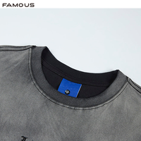T-shirt unisexe surdimensionné pour homme, délavé et vieilli, avec broderie et ourlet effiloché, style gothique Wasteland streetwear, personnalisable, vente en gros