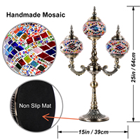 Lampe de table turque Marrakech 3 Globe, style Tiffany, mosaïque en verre, lanterne marocaine, lampe de chevet pour salon, chambre à coucher