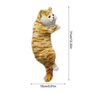 Realistic Furry Hanging Cat Simulation Plush Cat Doll Animal Figurines Home TV Decoration Cute Kitten Model Soft Toy Child Gift