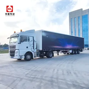 3 Axles Van Truck Trailer Enclosed Box Cargo Transport PVC Tarpaulin Sliding 45FT 40FT Curtain Side Semi Trailer