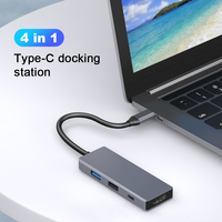 Hub USB-C 4-en-1 USB3.0 4K PD 100W Haute Vitesse 5-8 Ports en Alliage d'Aluminium Station d'Accueil Adaptateur de Charge pour iPad Macbook PC En Stock