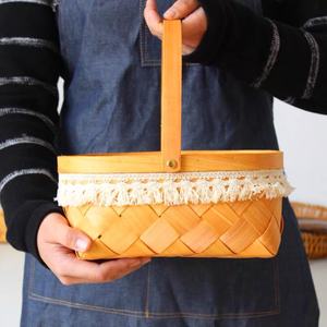 Cesto per il pane cesto portaoggetti pieghevole cesto in legno tessuto a mano in <span class=keywords><strong>metallo</strong></span> moderno 10.5 naturale Lx 7 W X 3 H pollici scatola marrone - Product Image 3