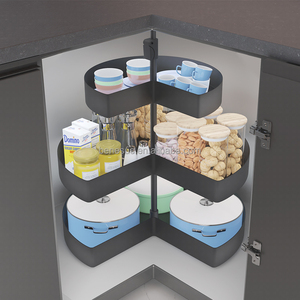 Modern 270 Degree Lazy Turntable <b>Kitchen</b> <b>Storage</b> Corner Organizers With Basket for Cabinet Installation <b>Kitchen</b> <b>Storage</b> - Product Image 1