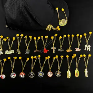long mexico lapel cross enamel metal custom team mexican cap brooch accessories fitted baseball hat pins with chain