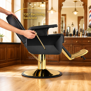 Nuova Poltrona da Barbiere Dorata Idraulica Reclinabile, Sedia Professionale per Salone di Bellezza, Attrezzatura Resistente per Parrucchieri - Product Image 3