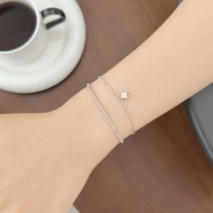 Dylam Trending Lucky Style <b>Jewellery</b> Rhodium Plated Sterling Silver Double Layer Chain 5A Zirconia Four Leaf Clover Bracelets - Product Image 2