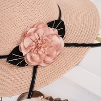 Chapeau de paille en herbe fraîche et tendance, avec grande fleur, pliable, pare-soleil large, protection solaire pour la pêche en plein air