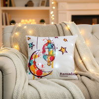 631658-59 Housse de coussin en tissu islamique LED 45x45cm pour canapé, décoration Eid Mubarak Ramadan, vente en gros