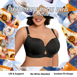 Soutien-gorge sans armatures grande taille en maille respirante, anti-affaissement, push-up, à trois agrafes, doux pour la peau, vente en gros - Product Image 2