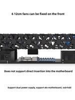 Rak Desktop Baru 6/8/12-Slot Tipe Terbuka dengan Dual-Power-Supply untuk Kartu Grafis, Dilengkapi Kipas Pendingin dan Braket Pemasangan