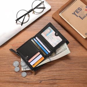 <b>Men's</b> Genuine Leather <b>Wallet</b> Black <b>RFID</b> Anti-Theft Multi-Card Zipper Closure Casual Everyday Use - Product Image 2
