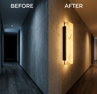 Applique murale linéaire LED d'extérieur, minimaliste, étanche, en acier inoxydable, aspect faux albâtre, idéale pour les entrées de villas