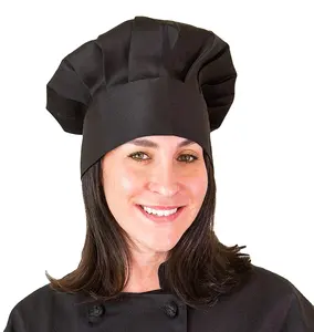 खाद्य महाराज टोपी के लिए जाल समायोज्य कुक काले सिर कढ़ाई Stitchwork रसोई टोपी महिला
