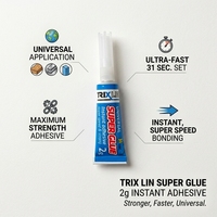 Lem Cair Cyanoacrylate Super Instan 2g Ramah Lingkungan Daya Rekat Kuat untuk Perekat Porselen Logam Kaca Penggunaan Konstruksi