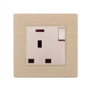 Sran 86*86 type Aluminium Alloy panel wall socket 10A UK standard wall switched socket