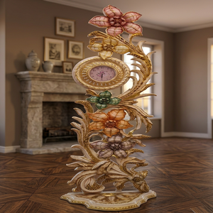 Reloj de pie de cuarzo y madera de teca hecho a mano con diseño moderno para una decoración elegante del interior de la sala de estar - Product Image 4