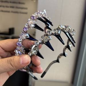 Serre-tête en cristal avec dents, élégant accessoire pour cheveux pour femme, idéal pour le coiffage et le lavage du visage au quotidien - Product Image 4