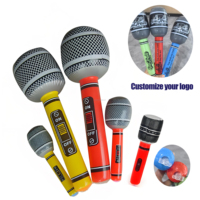 Microphone gonflable JOYEE personnalisé avec logo imprimé, en PVC, non électrique, pour fêtes d'enfants, événements promotionnels, accessoires unisexes