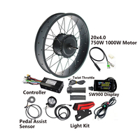 Kit de conversion de moteur de moyeu arrière à engrenages sans balais pour vélo électrique Fatbike 20 pouces 20x4.0, 48V 750W 1000W